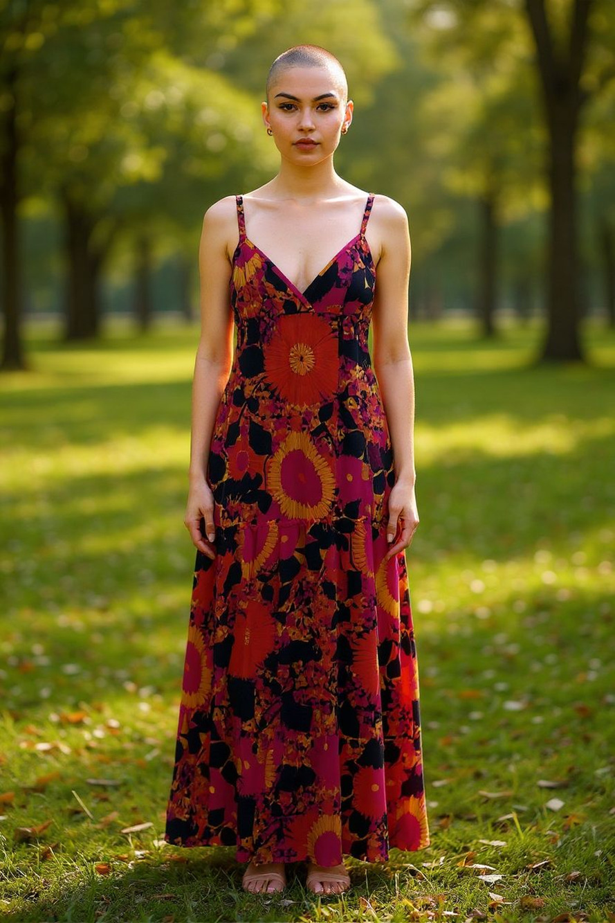 Planet Gold Dress Womens Large Black Floral Maxi Spaghetti Strap Boho Tiered